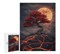 500 PCS Jigsaws for Adults Puzzle Red Tree on Lava Field Jigsaws for Adults Fun Games Stress Reliever Challenging To Complete 500 PCS