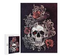 500 PCS Jigsaws for Adults Puzzle Skull with Crow Filigree Puzzle for Adults Family Game Difficult Challenge Gifts for Friends And Family 500 PCS