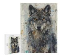 500 PCS Jigsaws for Adults Puzzle Soulful Wolf Gaze Jigsaw for Adults Fun Games Presents for Women Challenging To Complete 500 PCS