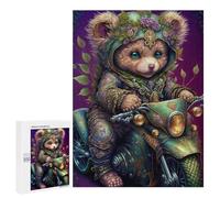 500 PCS Jigsaws for Adults Puzzle Steampunk Bear Motorcycle Art Print Jigsaw Puzzles for Adults For Family Fun for Birthday, Chrismas Unique Challenge Game 500 PCS