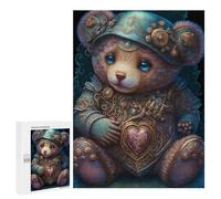 500 PCS Jigsaws for Adults Puzzle Steampunk Teddy Bear with Heart Jigsaw Puzzles for Adults For Family Fun for Birthday, Chrismas Unique Challenge Game 500 PCS