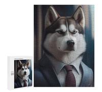 500 PCS Jigsaws for Adults Puzzle Stylish Husky in Suit Art Print Jigsaw Puzzle Hands-on Game But Fun And Humorous Birthday Present, Gifts, 500 PCS