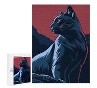 500 PCS Jigsaws for Adults Puzzle Stylized Black Cat Illustration Jigsaws for Adults Fun Games Stress Reliever Challenging To Complete 500 PCS