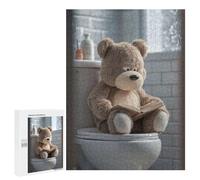 500 PCS Jigsaws for Adults Puzzle Teddy Bear Reading on Toilet Puzzles for Teenagerss Birthday Present Help The Brain Exercise Challenging Game Gifts 500 PCS