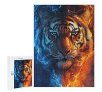 500 PCS Jigsaws for Adults Puzzle Tiger Fire And Ice Art Print-1 Jigsaw Puzzles for Adults For Family Fun for Birthday, Chrismas Unique Challenge Game 500 PCS