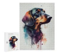 500 PCS Jigsaws for Adults Puzzle Watercolor Dachshund Portrait Adult Jigsaw Relax Games Difficult Challenge Challenging To Complete 500 PCS