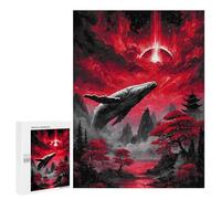500 PCS Jigsaws for Adults Puzzle Whale in Red Japanese Landscape Puzzles for Adults Toy Wall Decor Enhance Memory Gifts for Friends And Family 500 PCS