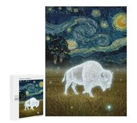 500 PCS Jigsaws for Adults Puzzle White Buffalo in Starry Night Style Puzzles for Adults Toy Wall Decor Enhance Memory Gifts for Friends And Family 500 PCS