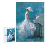 500 PCS Jigsaws for Adults Puzzle White Dress Piano Player Art Print -1 Jigsaw Puzzles for Adults For Family Fun for Birthday, Chrismas Unique Challenge Game 500 PCS