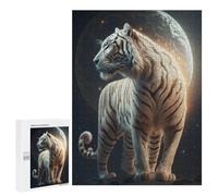 500 PCS Jigsaws for Adults Puzzle White Tiger Moonlit Majesty Adult Jigsaw Relax Games Difficult Challenge Challenging To Complete 500 PCS