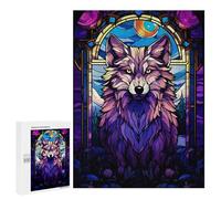 500 PCS Jigsaws for Adults Puzzle Wolf Magenta Night Abstrac Jigsaws for Adults Fun Games Stress Reliever Challenging To Complete 500 PCS