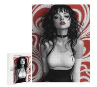 500 PCS Jigsaws for Adults Puzzle Woman with Black Hair And Red Background Jigsaws for Adults Fun Games Stress Reliever Challenging To Complete 500 PCS