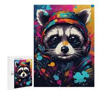 500 PCS Jigsaws for Adults Raccoon DJ Headphones Art Jigsaw for Teenagers Improve Memory Every Piece Is Unique - Toys Educational Games 500 PCS