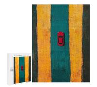 500 PCS Jigsaws for Adults Red Car on Yellow Road Jigsaw for Teenagers Improve Memory Every Piece Is Unique - Toys Educational Games 500 PCS