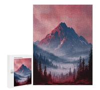 500 PCS Jigsaws for Adults Red Mountain Misty Forest Jigsaw for Teenagers Improve Memory Every Piece Is Unique - Toys Educational Games 500 PCS