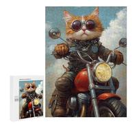 500 PCS Jigsaws for Adults Rider Cat Biker Style Adult Jigsaw Puzzles Stress Reliever Difficult And Challenge Family Fun & Game Night 500 PCS
