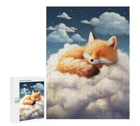 500 PCS Jigsaws for Adults Sleeping Fox on Cloud Adult Jigsaw Puzzles Stress Reliever Difficult And Challenge Family Fun & Game Night 500 PCS