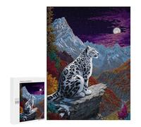 500 PCS Jigsaws for Adults Snow Leopard Moonlit Mountain Jigsaw for Teenagers Improve Memory Every Piece Is Unique - Toys Educational Games 500 PCS