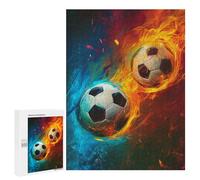 500 PCS Jigsaws for Adults Soccer Ball Fire And Ice Jigsaw for Teenagers Improve Memory Every Piece Is Unique - Toys Educational Games 500 PCS