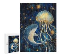 500 PCS Jigsaws for Adults Whale And Jellyfish in Starry Ocean Puzzle For Teenagers Precision Cutting Parent-child Interaction Stress Reduction Gifts 500 PCS