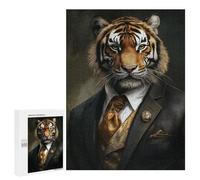 500 PCS Jigsaws for Adults Wildly Dapper Tiger Suit Puzzle For Teenagers Precision Cutting Parent-child Interaction Stress Reduction Gifts 500 PCS