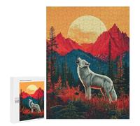 500 PCS Jigsaws for Adults Wolf Howling at Sunset Adult Jigsaw Puzzles Stress Reliever Difficult And Challenge Family Fun & Game Night 500 PCS