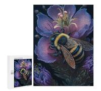 500 PCS Jigsaws for Teenagers Bee on Purple Flower Puzzle For Teenagers Analysis And Logic Difficult And Challenge for Is Ideal As A Gift 500 PCS