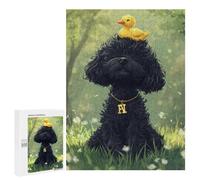 500 PCS Jigsaws for Teenagers Black Poodle with Yellow Duck Jigsaw for Teenagers Enhance Memory Challenging To Complete Learning Educational Toys 500 PCS