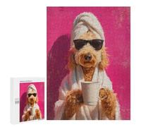 500 PCS Jigsaws for Teenagers Chill Pup with Coffee Mug -1 Puzzle For Teenagers Analysis And Logic Difficult And Challenge for Is Ideal As A Gift 500 PCS
