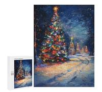 500 PCS Jigsaws for Teenagers Christmas Tree Lights Night Adult Jigsaw Puzzles Staycation Kill Time Train Your Brain And Hands Birthday Present,Travel Gifts, 500 PCS