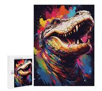 500 PCS Jigsaws for Teenagers Colorful Crocodile Art Print Jigsaw for Teenagers Enhance Memory Challenging To Complete Learning Educational Toys 500 PCS