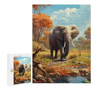 500 PCS Jigsaws for Teenagers Elephant in Autumn Forest Puzzle For Teenagers Analysis And Logic Difficult And Challenge for Is Ideal As A Gift 500 PCS