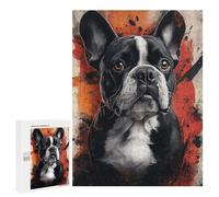 500 PCS Jigsaws for Teenagers Puzzle Bold Boston Terrier Art Print Puzzles for Teenagers Difficult Challenge Every Piece Is Unique - Learning Educational Toys 500 PCS