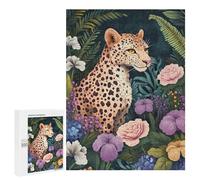 500 PCS Jigsaws for Teenagers Puzzle Jungle Leopard Floral Artwork Puzzles for Teenagers Difficult Challenge Every Piece Is Unique - Learning Educational Toys 500 PCS