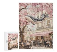 500 PCS Jigsaws for Teenagers Puzzle Whale in Parisian Café Puzzles for Teenagers Difficult Challenge Every Piece Is Unique - Learning Educational Toys 500 PCS