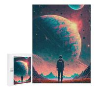 500 PCS Jigsaws for Teenagerss Astronaut Gazing at Planets -5 Jigsaw Puzzle Relaxing Games Difficult Challenge Challenging To Complete 500 PCS