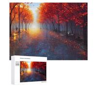 500 PCS Jigsaws for Teenagerss Autumnal Pathway with Red Leaves Puzzle for Adults Relaxing Games Enhance Memory Gifts for Friends And Family 500 PCS