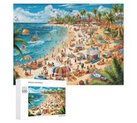500 PCS Jigsaws for Teenagerss Beach Paradise A Vibrant Summer Scene Jigsaw Puzzle Relaxing Games Difficult Challenge Challenging To Complete 500 PCS