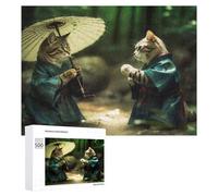 500 PCS Jigsaws for Teenagerss Cats in Traditional Attire with Parasol Jigsaw Puzzle Relaxing Games Difficult Challenge Challenging To Complete 500 PCS