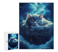 500 PCS Jigsaws for Teenagerss Cloud Cat Dreamscape Jigsaw Puzzle Relaxing Games Difficult Challenge Challenging To Complete 500 PCS