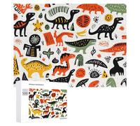 500 PCS Jigsaws for Teenagerss Colorful Dinosaur Illustration Pattern -1 Jigsaw Puzzle Relaxing Games Difficult Challenge Challenging To Complete 500 PCS