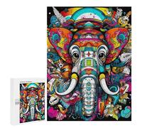 500 PCS Jigsaws for Teenagerss Colorful Elephant Artwork Jigsaw Puzzle Relaxing Games Difficult Challenge Challenging To Complete 500 PCS