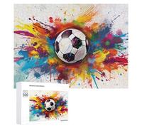 500 PCS Jigsaws for Teenagerss Colorful Soccer Ball Artwork -12 Jigsaw Puzzle Relaxing Games Difficult Challenge Challenging To Complete 500 PCS