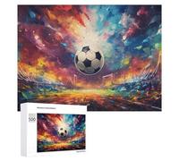500 PCS Jigsaws for Teenagerss Colorful Soccer Stadium Painting Jigsaw Puzzle Relaxing Games Difficult Challenge Challenging To Complete 500 PCS