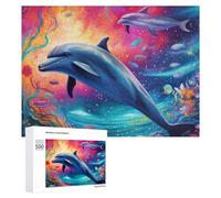 500 PCS Jigsaws for Teenagerss Dolphins in A Vibrant Underwater Paradise Jigsaw Puzzle Relaxing Games Difficult Challenge Challenging To Complete 500 PCS