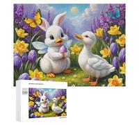 500 PCS Jigsaws for Teenagerss Easter Bunny Duck Egg Spring Puzzle for Adults Relaxing Games Enhance Memory Gifts for Friends And Family 500 PCS