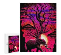 500 PCS Jigsaws for Teenagerss Elephant Under The Moonlit Tree Puzzle for Adults Anti-Stress Toys Difficult Hard Birthday Present, Gifts, 500 PCS