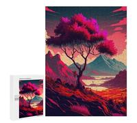 500 PCS Jigsaws for Teenagerss Fiery Landscape with Tree Jigsaw Puzzle Relaxing Games Difficult Challenge Challenging To Complete 500 PCS