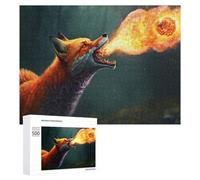 500 PCS Jigsaws for Teenagerss Fox Breathing Fire Artwork Jigsaw Puzzle Relaxing Games Difficult Challenge Challenging To Complete 500 PCS