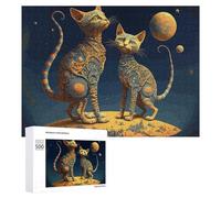 500 PCS Jigsaws for Teenagerss Galactic Cats A Cosmic Artwork Puzzle for Adults Relaxing Games Enhance Memory Gifts for Friends And Family 500 PCS